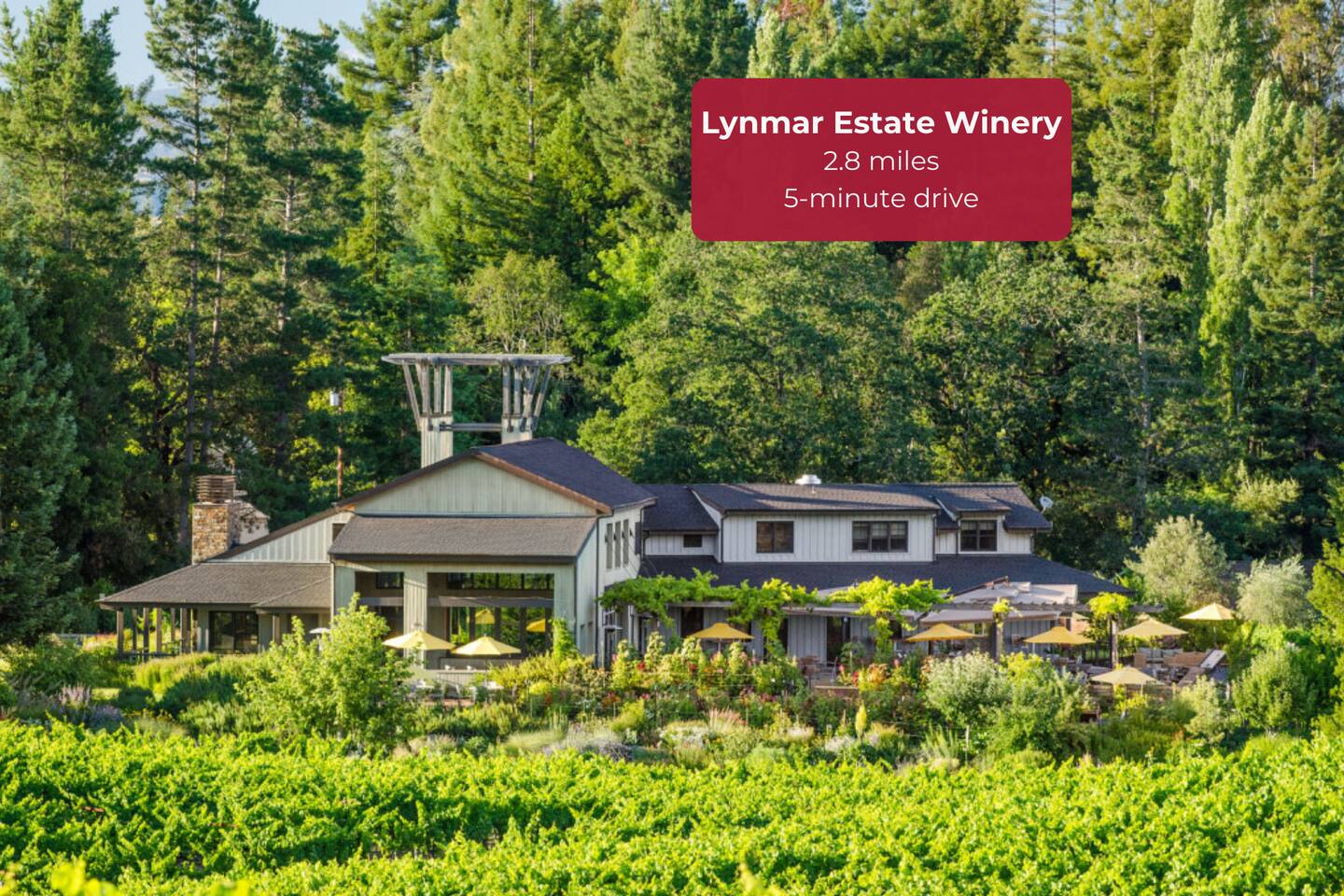 Pinot and Chardonnay with stunning garden and vineyard views.
