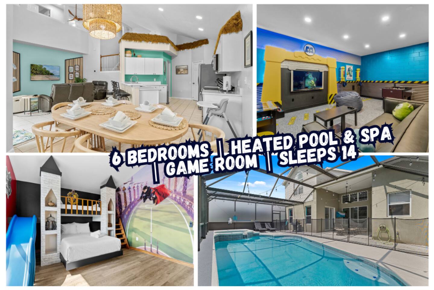 Great Location | Sleeps 14 | Heated Pool | Themed