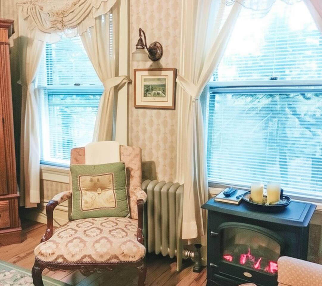 Romantic Manor Room w/ Fireplace & Creek Views