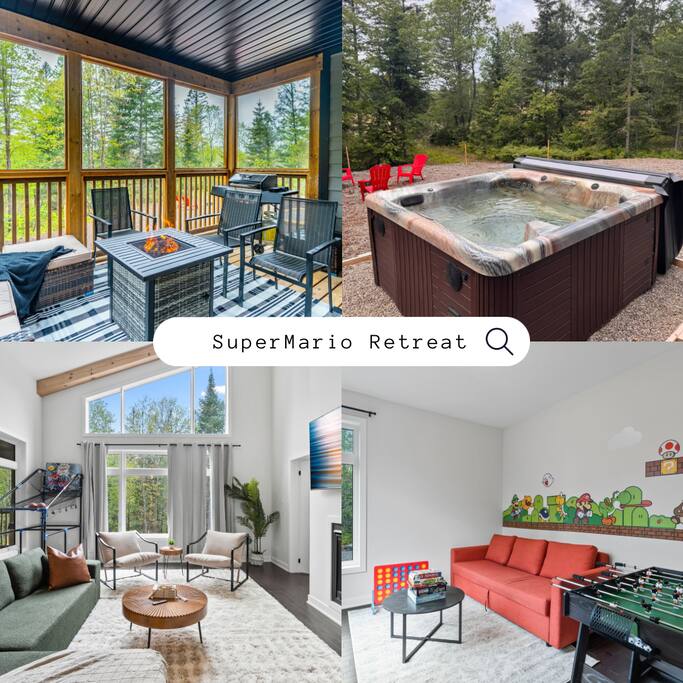 Super Mario Retreat with Hot Tub,IndoorGames,Firepit