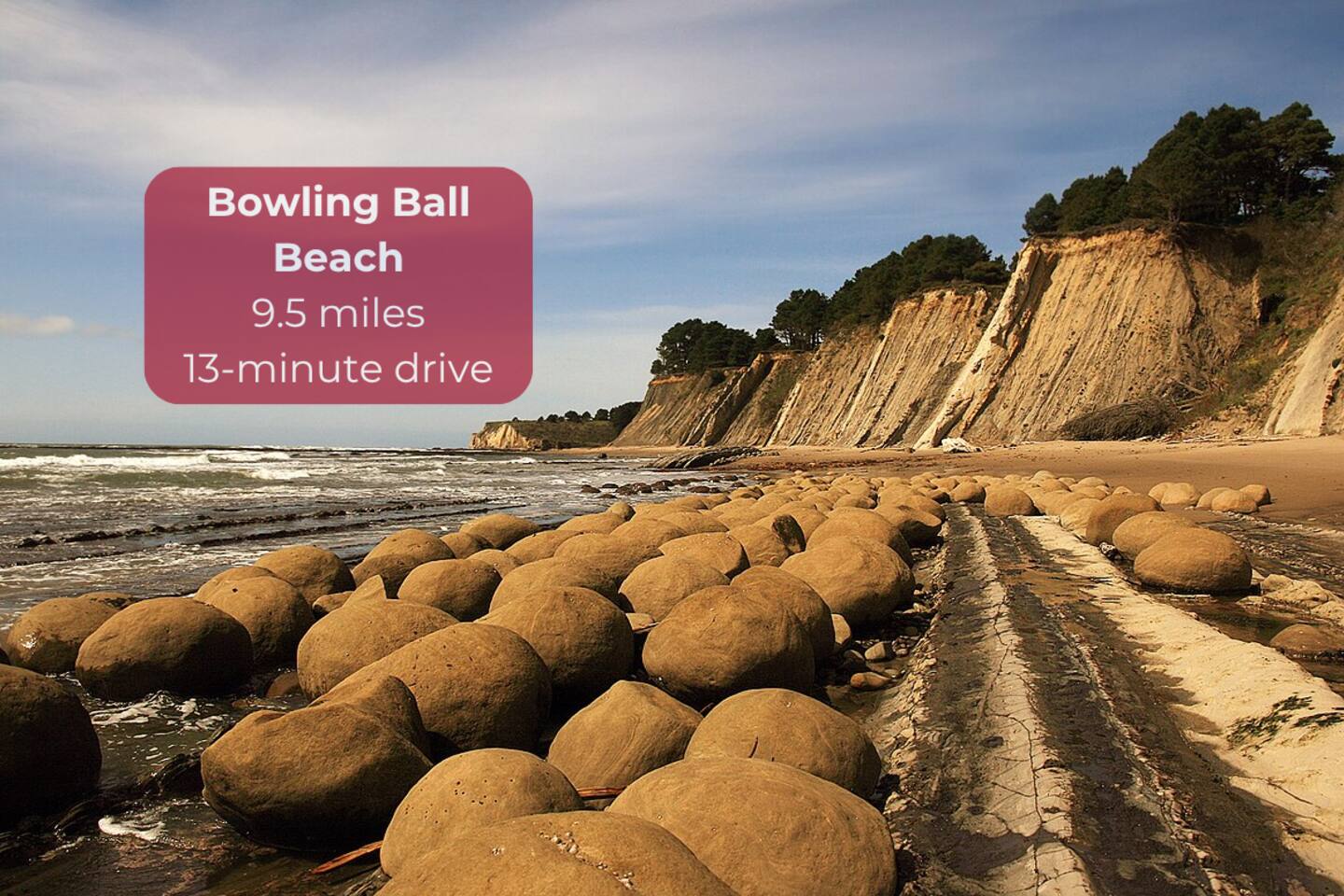 Marvel at the perfectly round boulders scattered across this surreal beach.