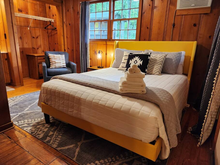 Retro Cabin with Fire Pit, Creek, and Camp Vibes