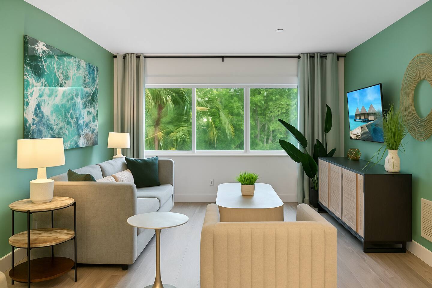 Beachfront Apt with Pool Hot Tub & EV Charger