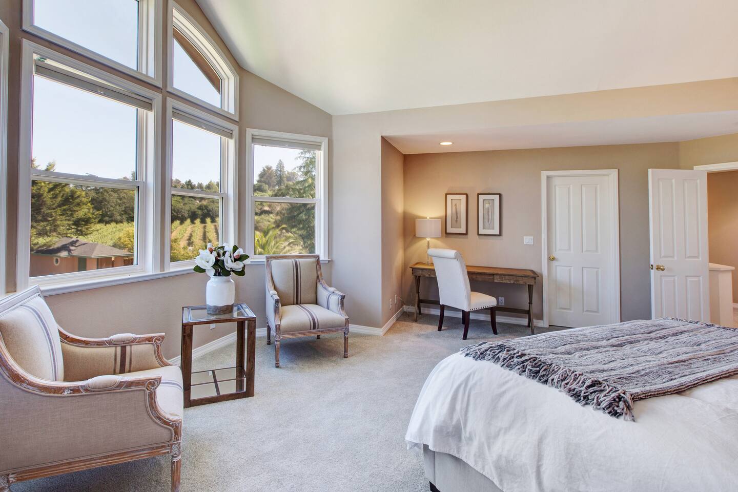 Vineyard views from the master bedroom.