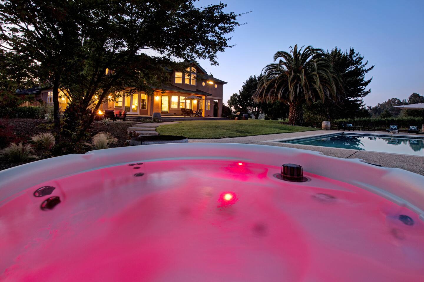 Enjoy the hot tub at night with a variety of lighting and jet options—or simply soak up the warmth and watch the stars