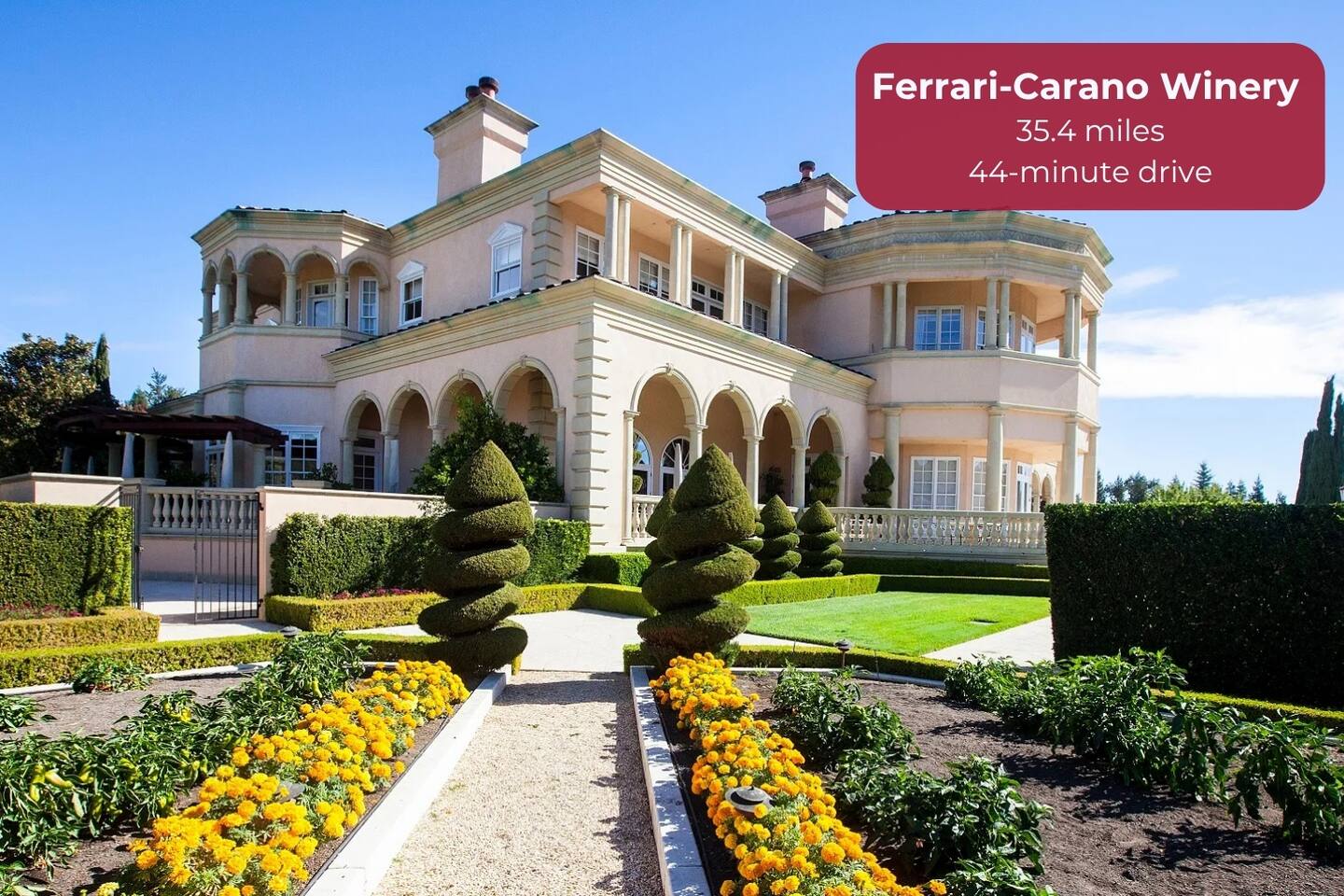 Grandeur, gardens, and golden pours.

