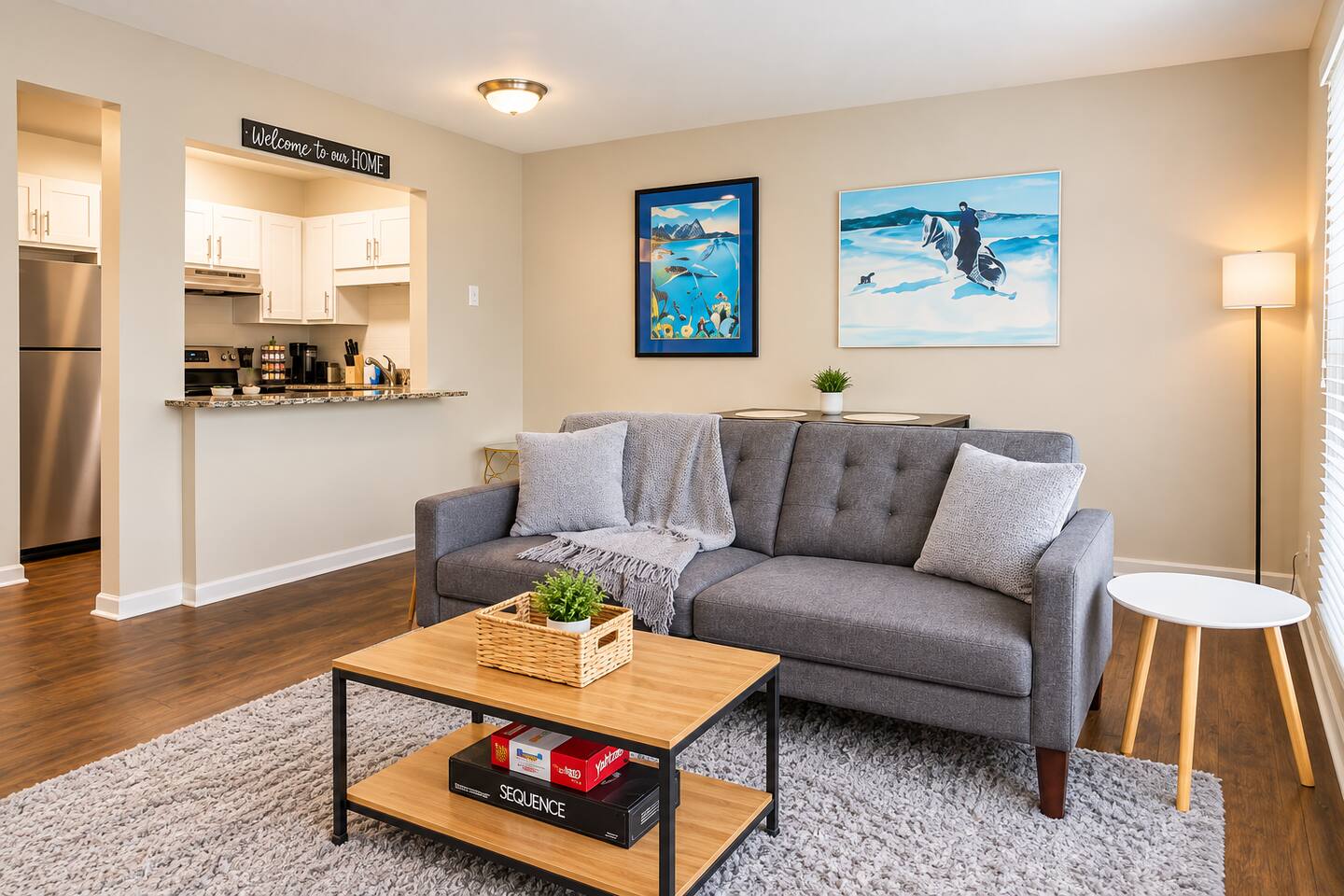 A cozy living space made for relaxing after a day out.