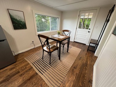 There is a small dining area in the lower level as well...with a mini fridge that you can see here to the left