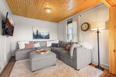 This the TV living room.  The couch on the left is also as a queen bed.  We have a folding foam mattress that 