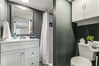This is the master bath in the lower level.  It has everything you need and nothing that you don't