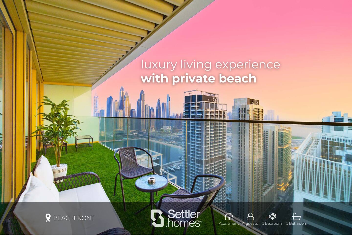 Palm & Sea View 1BR w/ Private Beach + Baby Gear