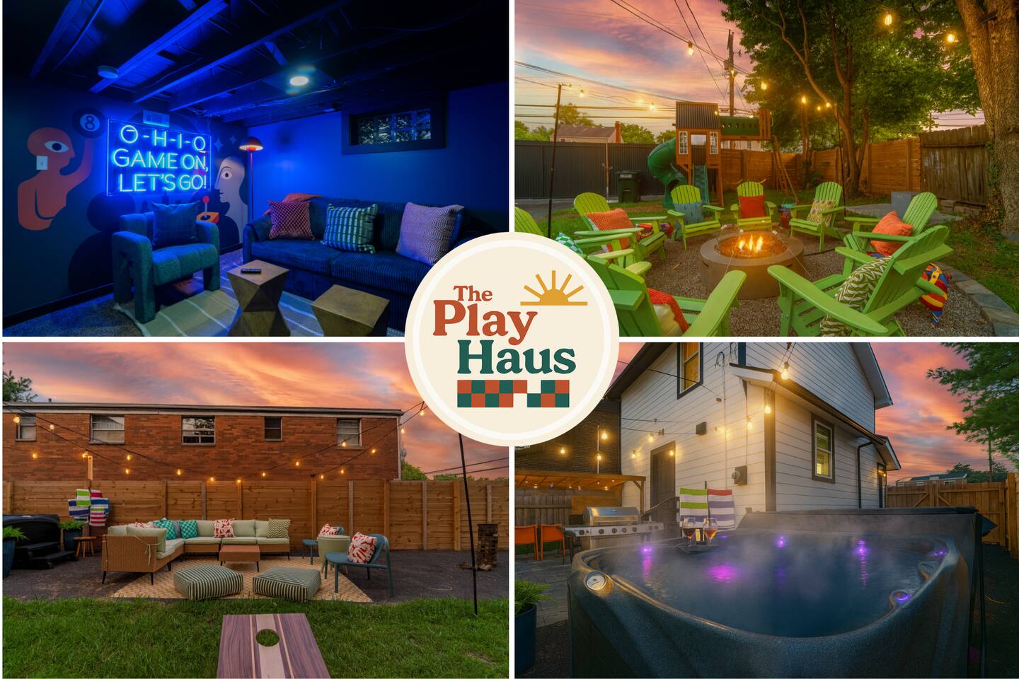 The Play Haus with Fire Pit, Hot Tub, and Playroom