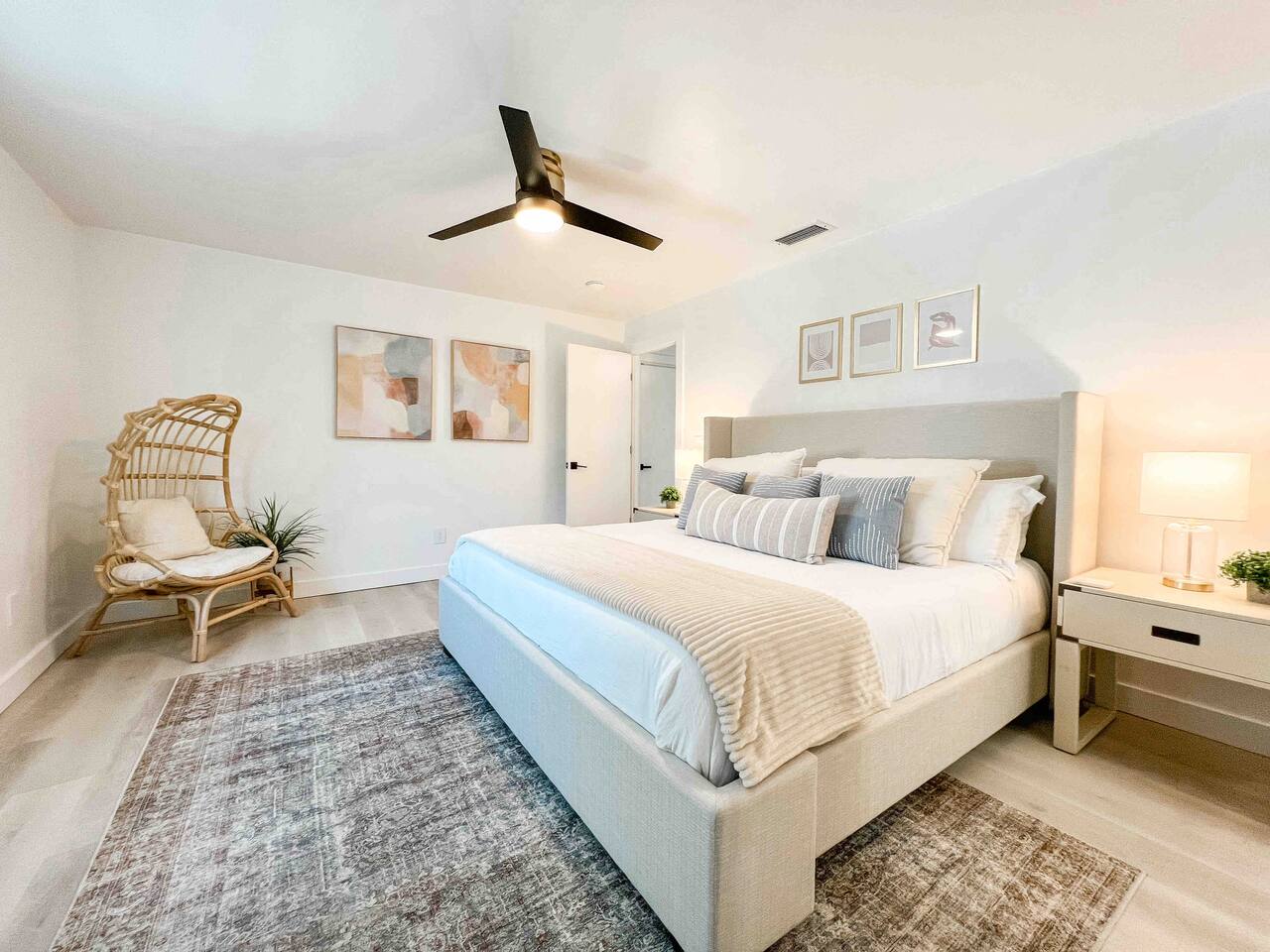 Primary Suite w/ walk-in closet, memory foam king mattress, private views, and pool access.
