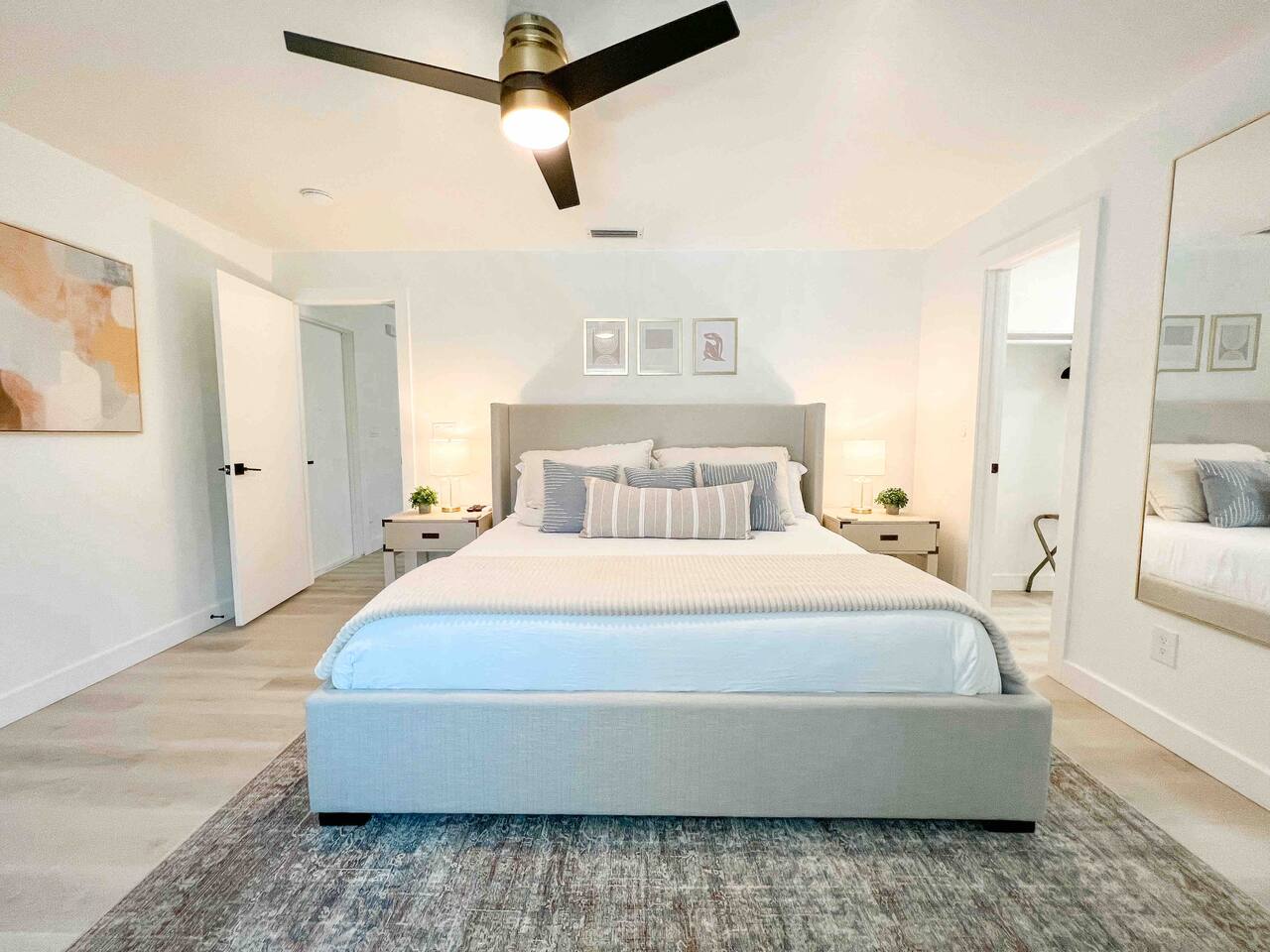 Primary Suite w/ walk-in closet, memory foam king mattress, private views, and pool access.