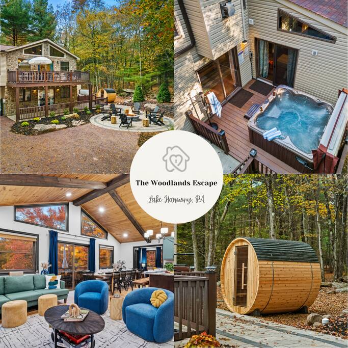 New! Game room/lake/Hot tub/Firepit/ Sauna/pets