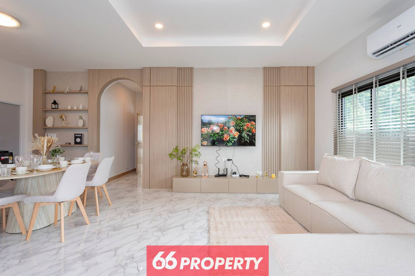 Minimalist Modern Home, Smart TV, Kitchen