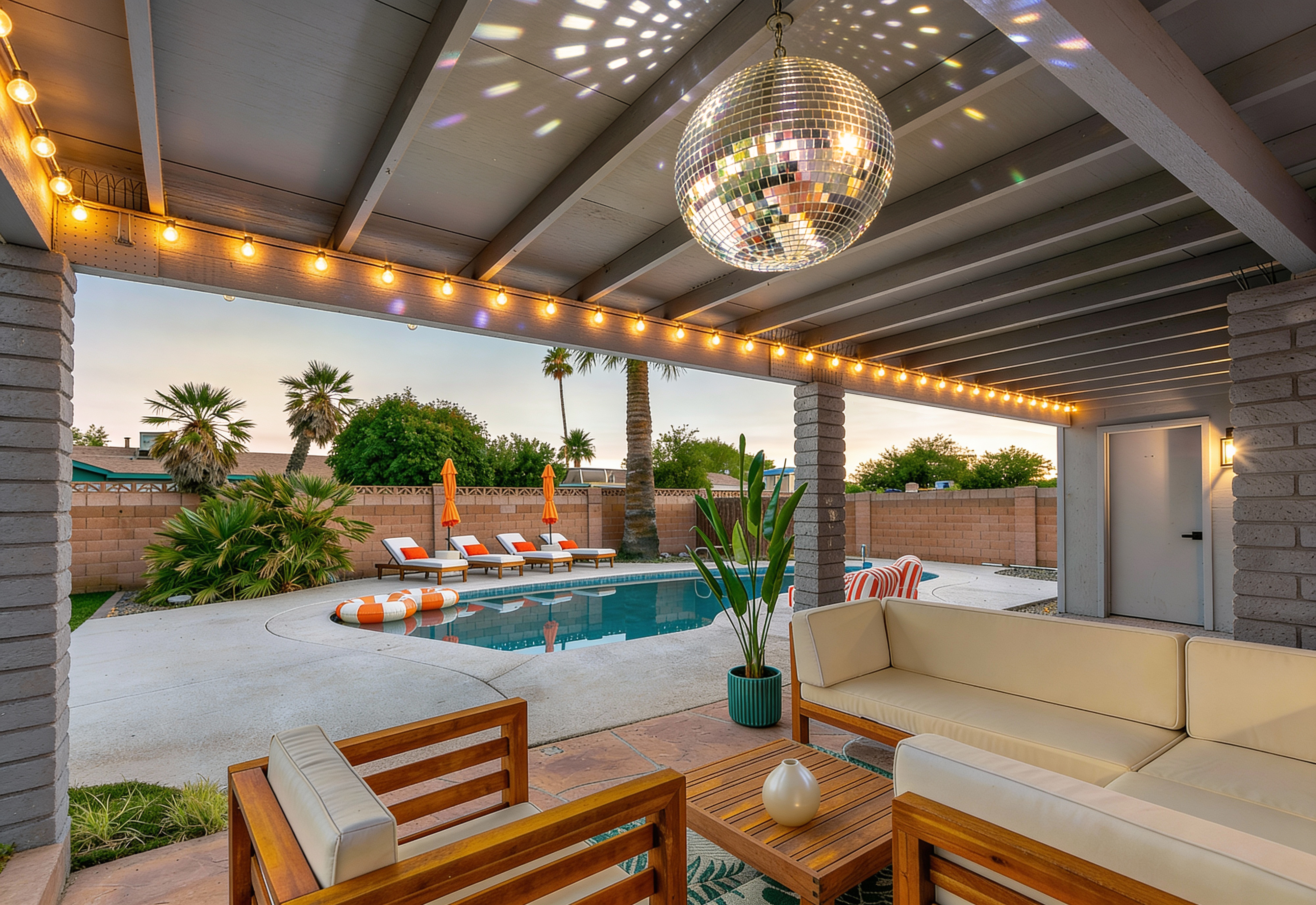 Disco Jungle with Fire Pit+Poolside TV+Yard Games - Holiday Home