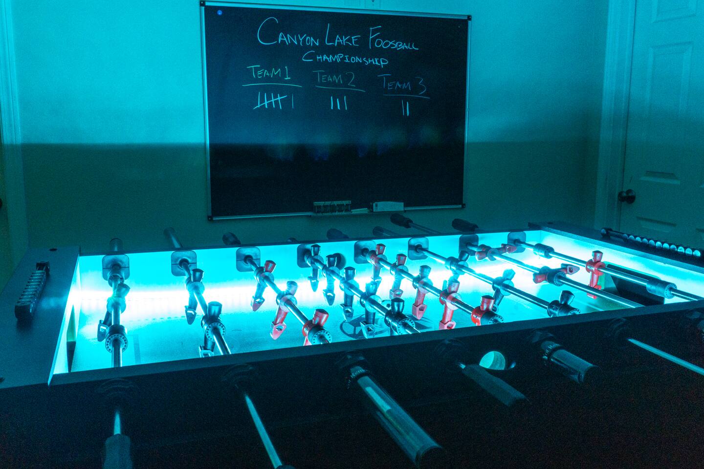 LED light-up foosball table