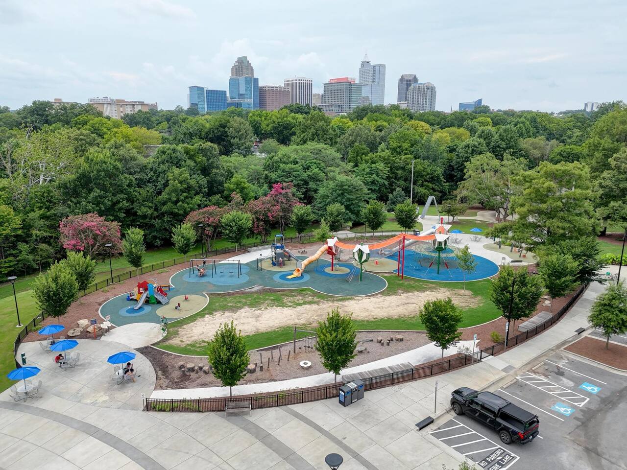 Steps from newly renovated Chavis Park with playground, carousel, running track, and splash pad