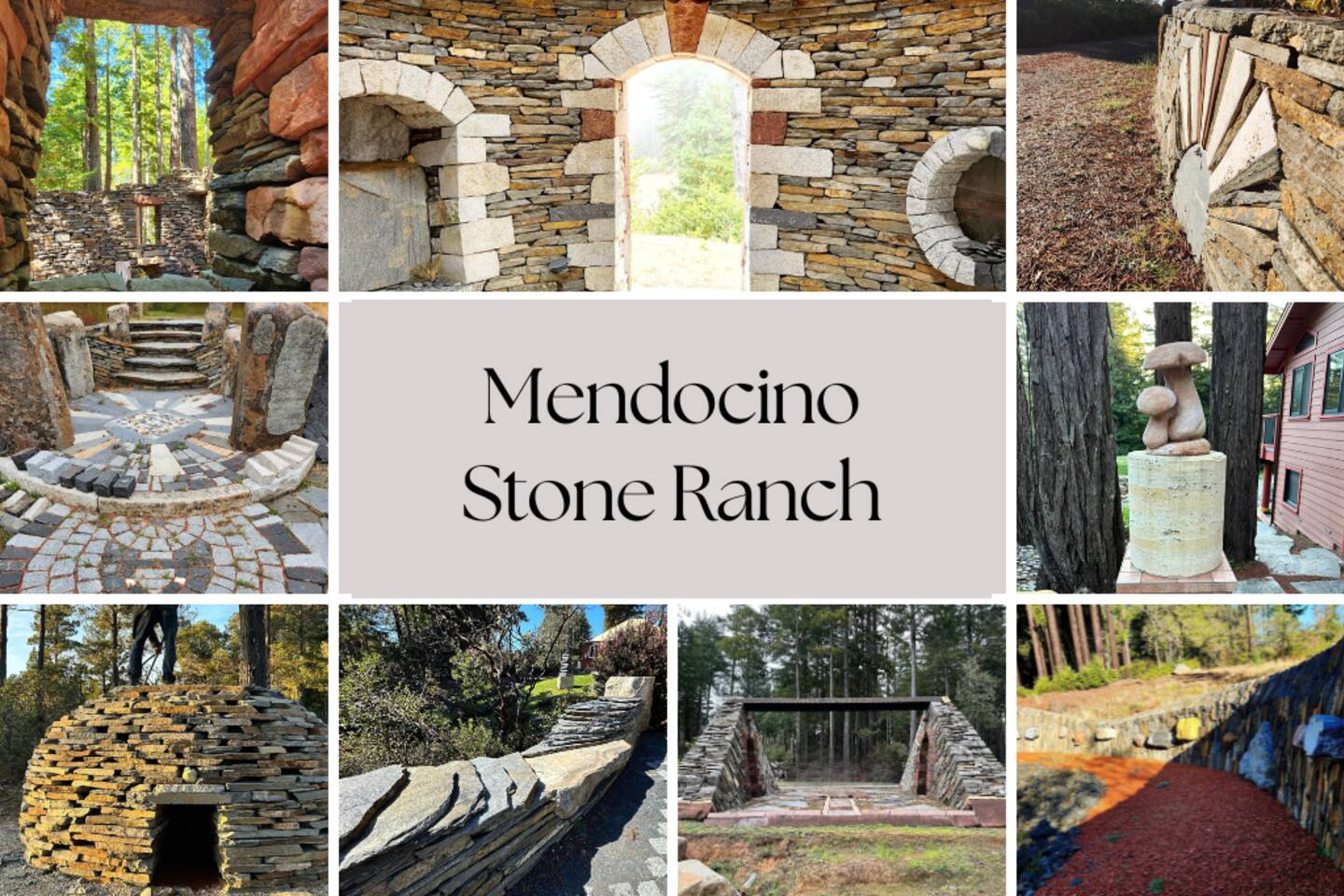 Charming stone structures at Mendocino Stone Ranch.