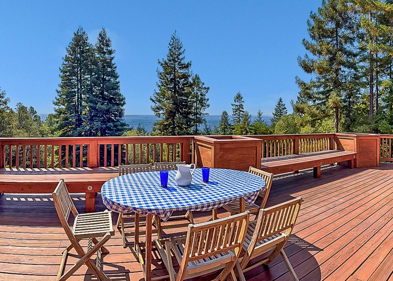 Enjoy sunsets from the spacious deck with plenty of seating.