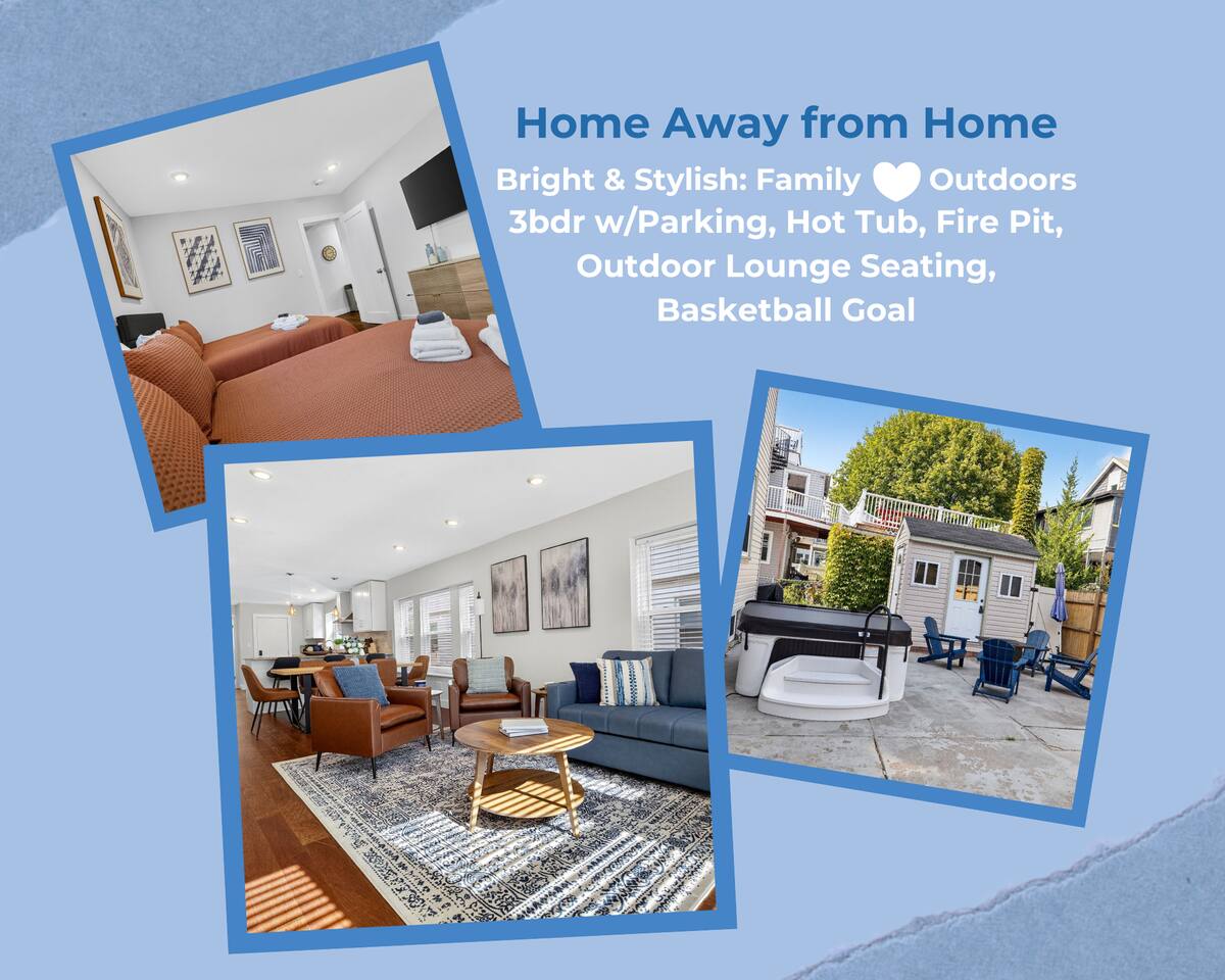 Bright & Stylish 3Bdr w/Parking, Hot Tub/Fire Pit