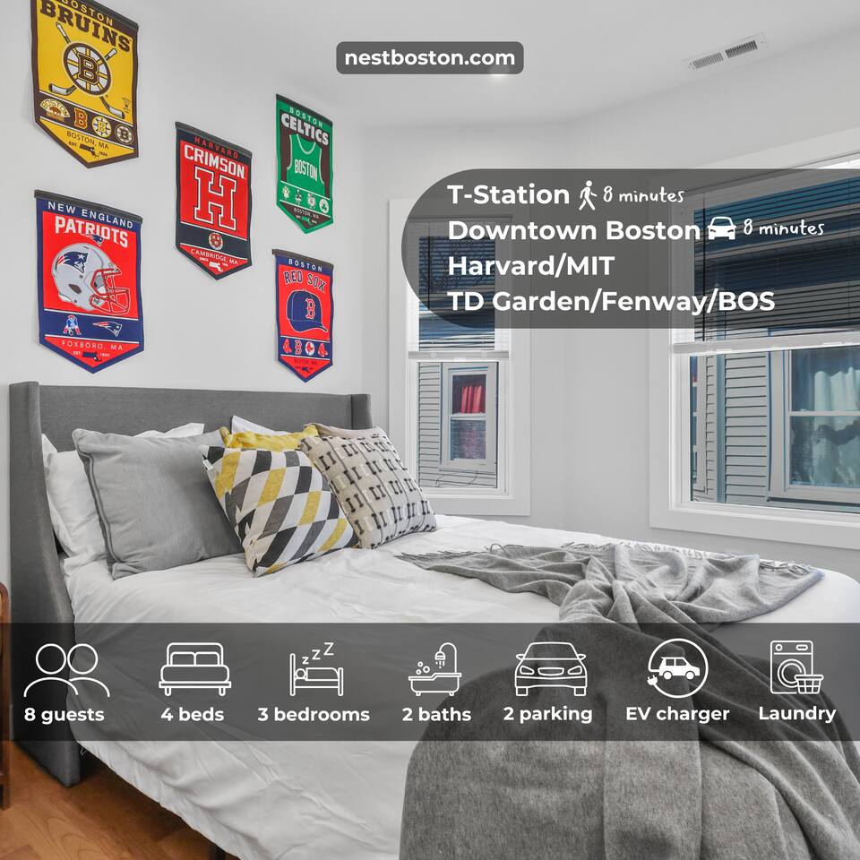 3BR2Bth TD Garden,MIT,Harvard,BOS,2 Parking Spaces