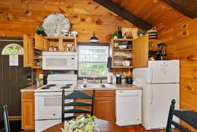 Fully stocked kitchen at Honey Bee Cabin near Helen, GA