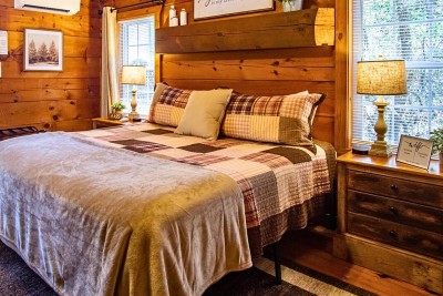 King bedroom suite at Deer Ridge Cabin in Sautee Nacoochee