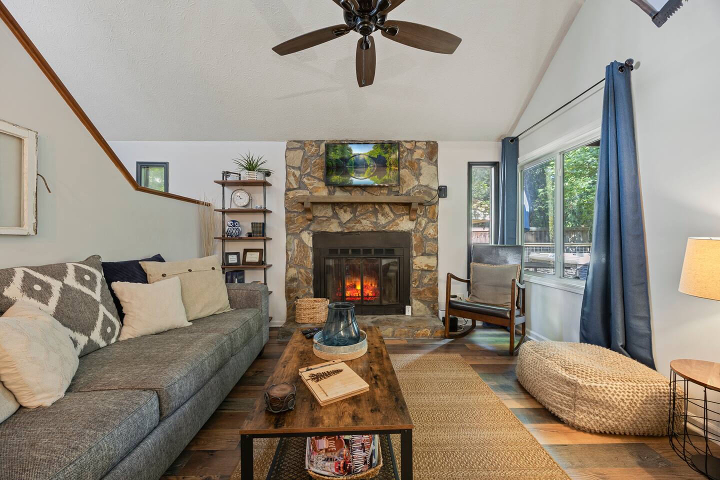 Living room with fireplace