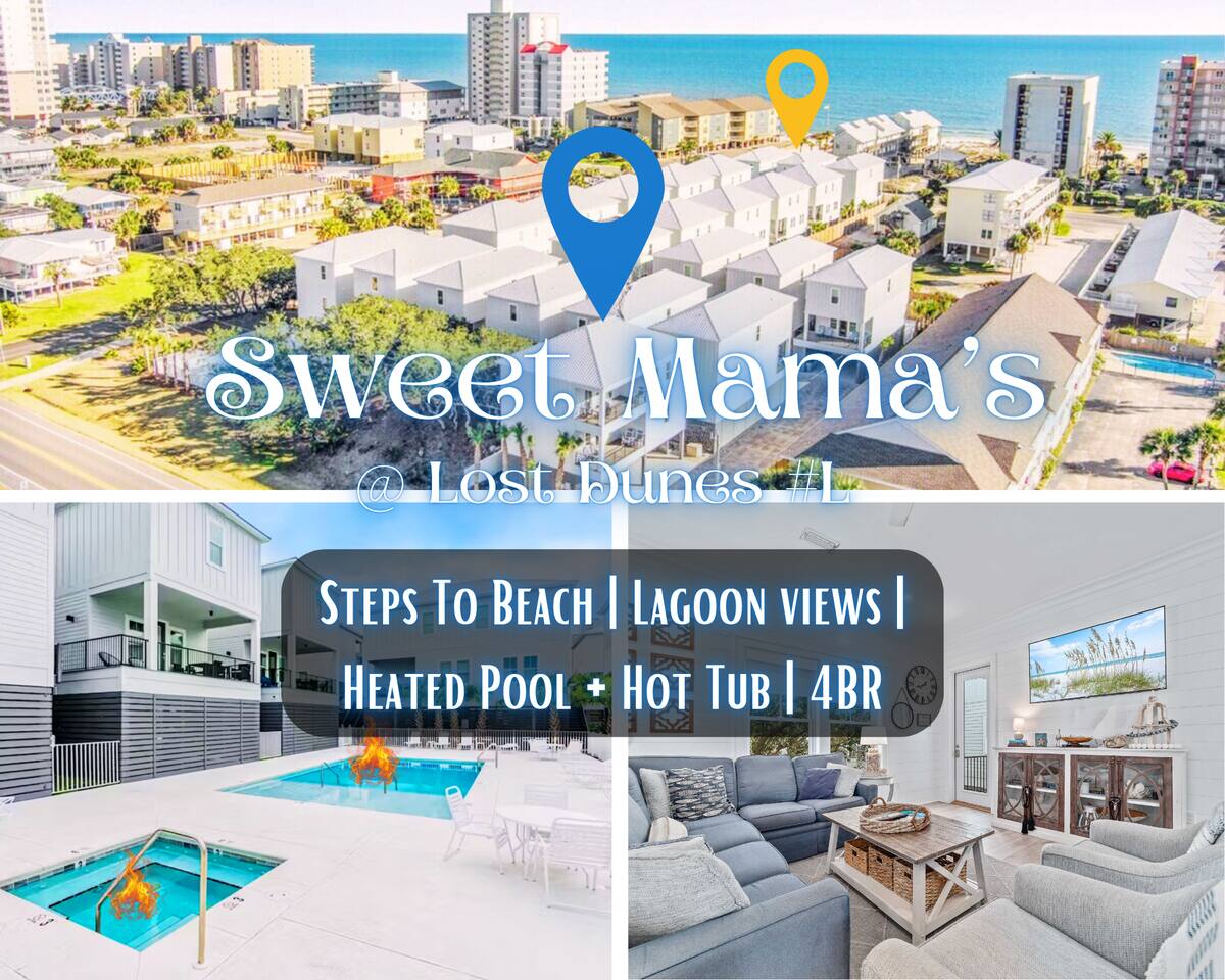 Beach & Lagoon! Water View*Heated Pool*Hot Tub*4BR