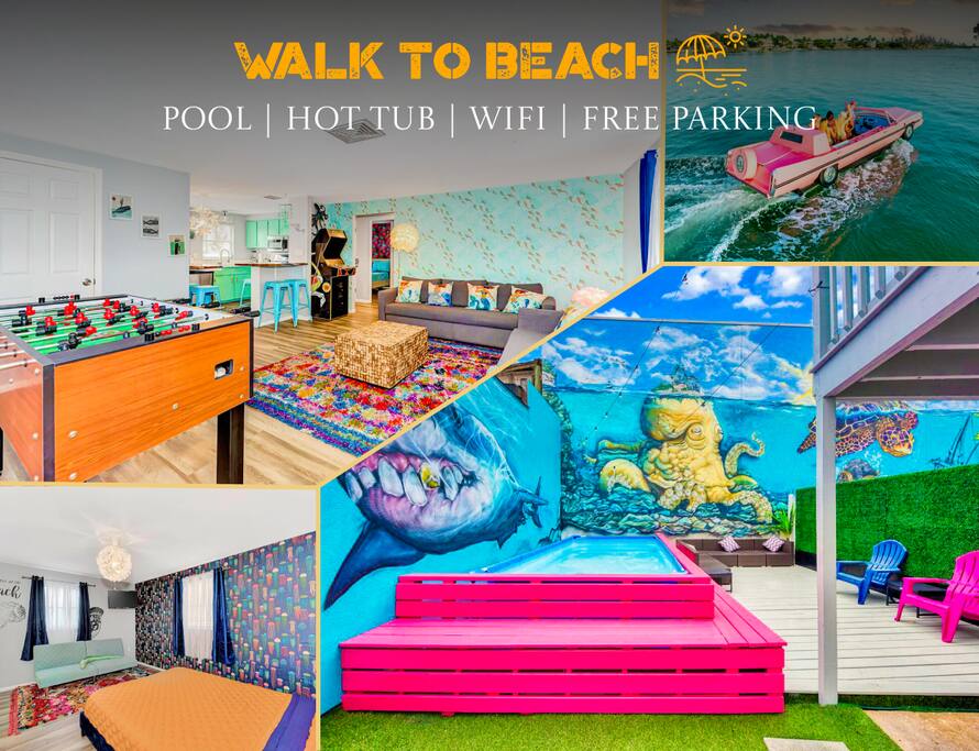 Mermaid-Shark 6BR House With Pool, Jacuzzi - Steps to Siesta Key Beach