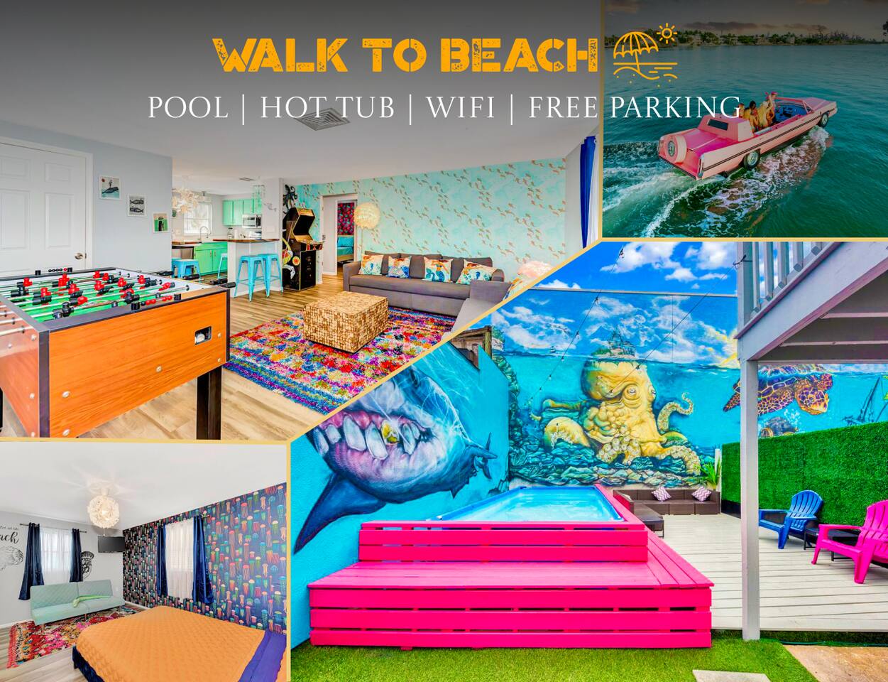 Mermaid-Shark 6BR House With Pool, Jacuzzi - Steps to Siesta Key Beach