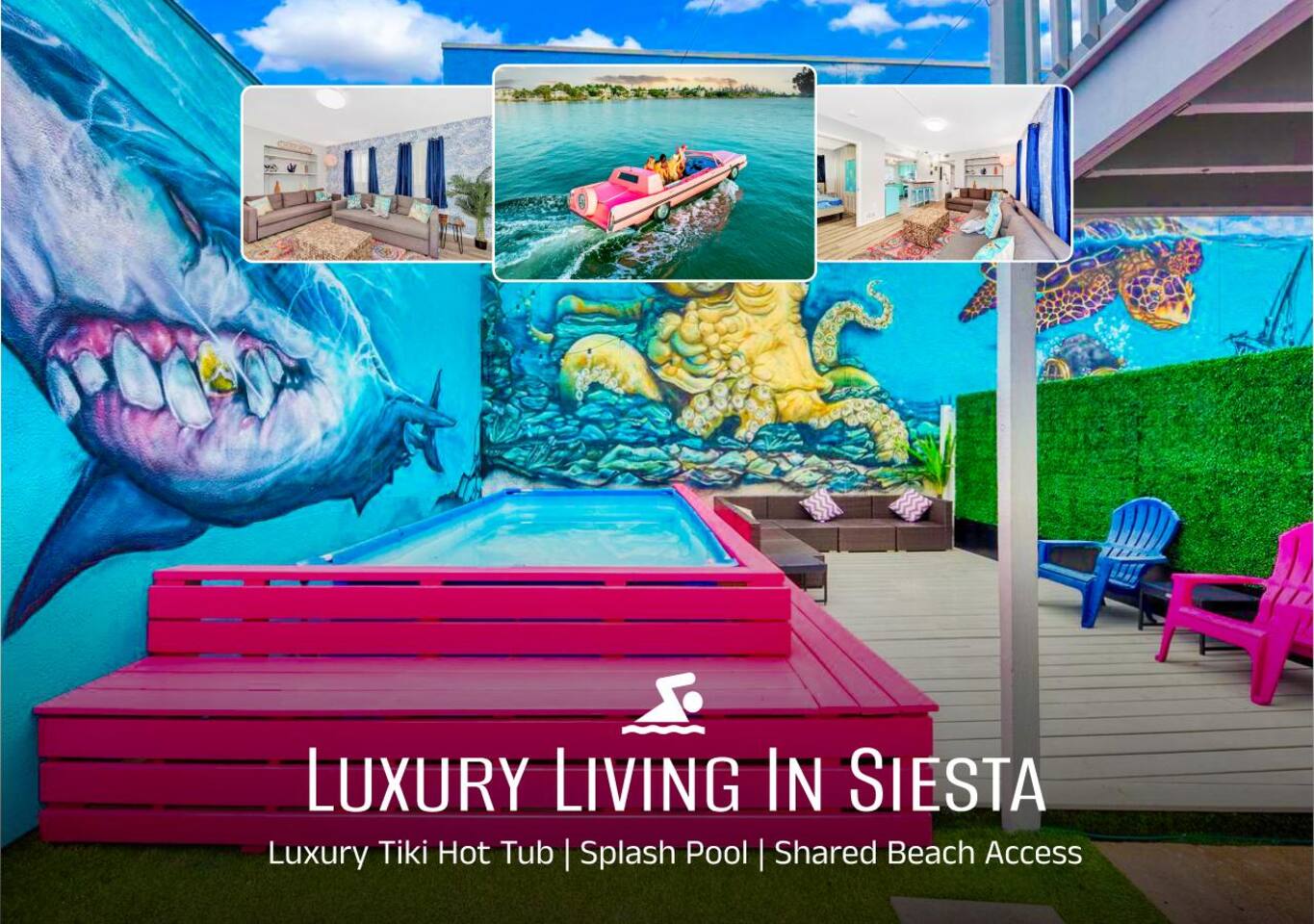 Shark Unit, Pool Jacuzzi Steps to Siesta Key Beach