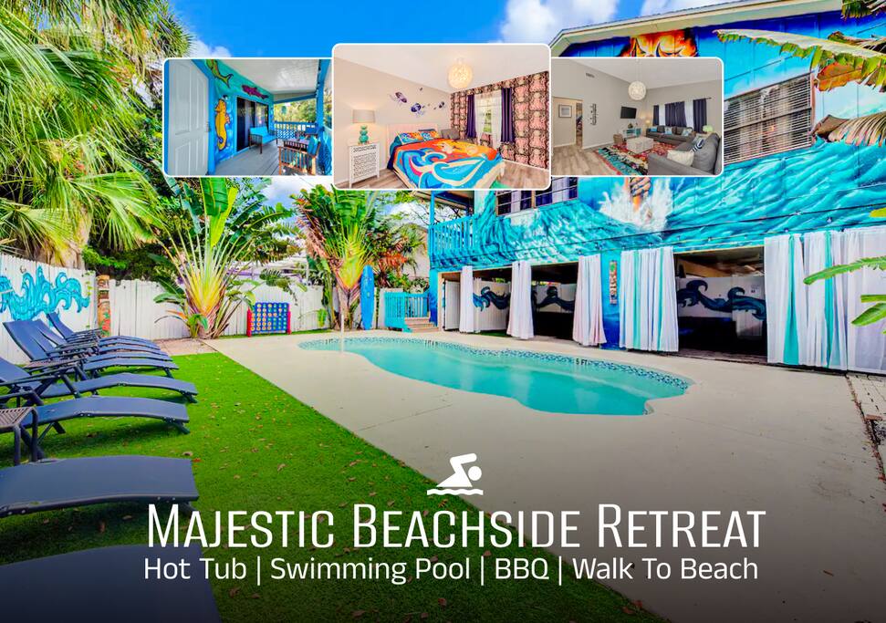 Jellyfish-Flamingo House, Amazing Location On Beach & Walk To Village