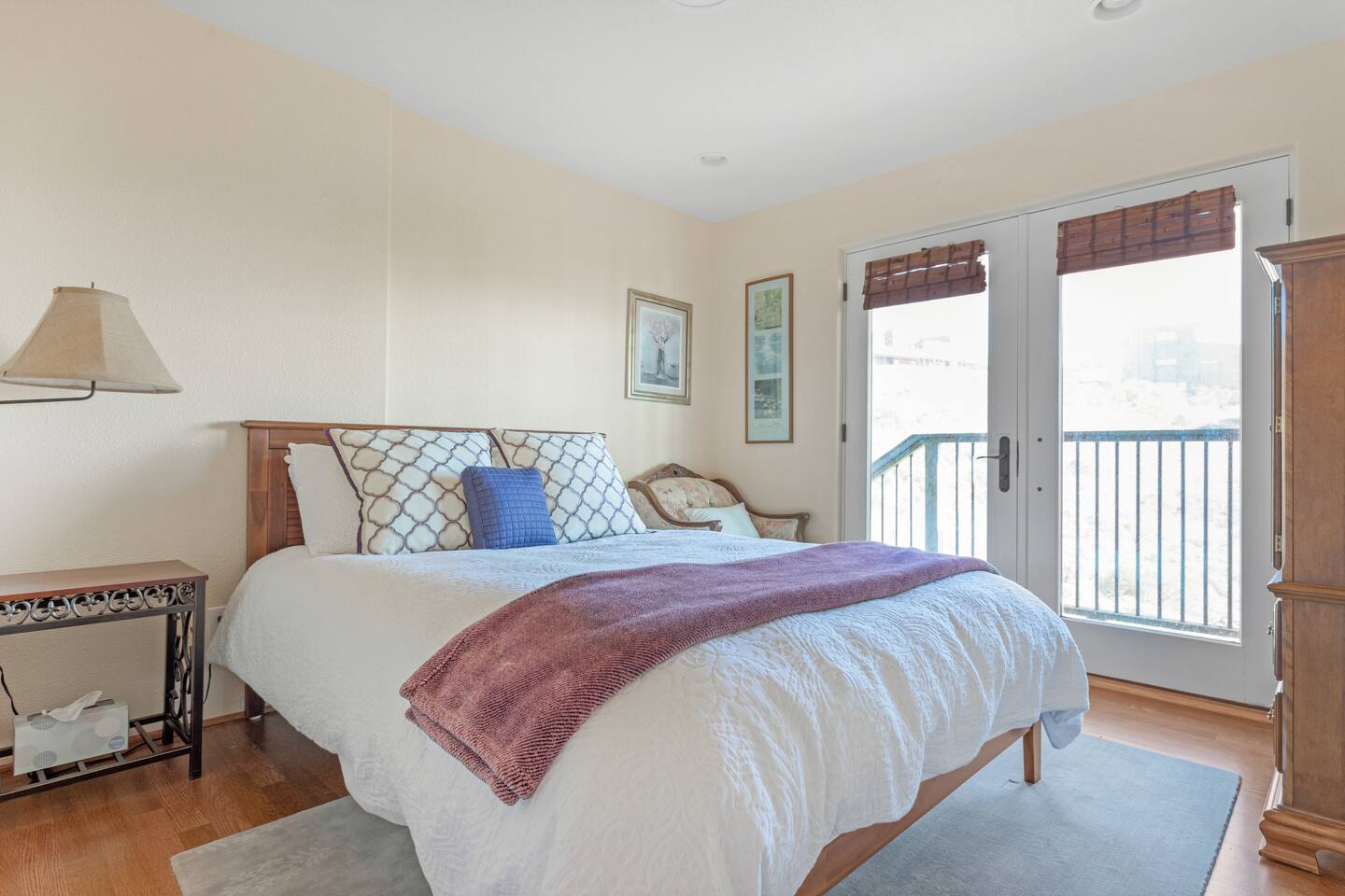 Bedroom 3 downstairs, with attached full bath.
French door to its own deck with water views.
