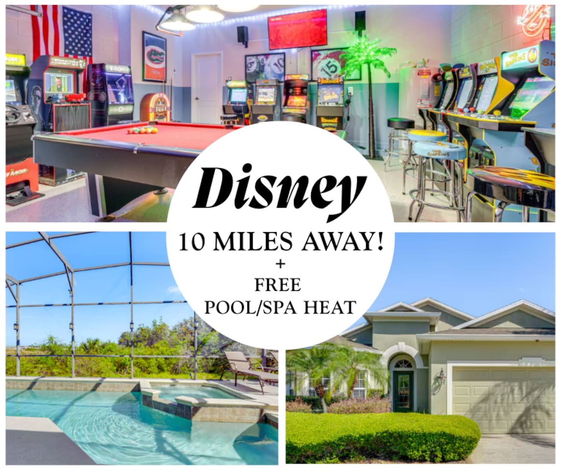 Orlando Oasis & Arcade! Pool + Hot Tub w/Free Heat