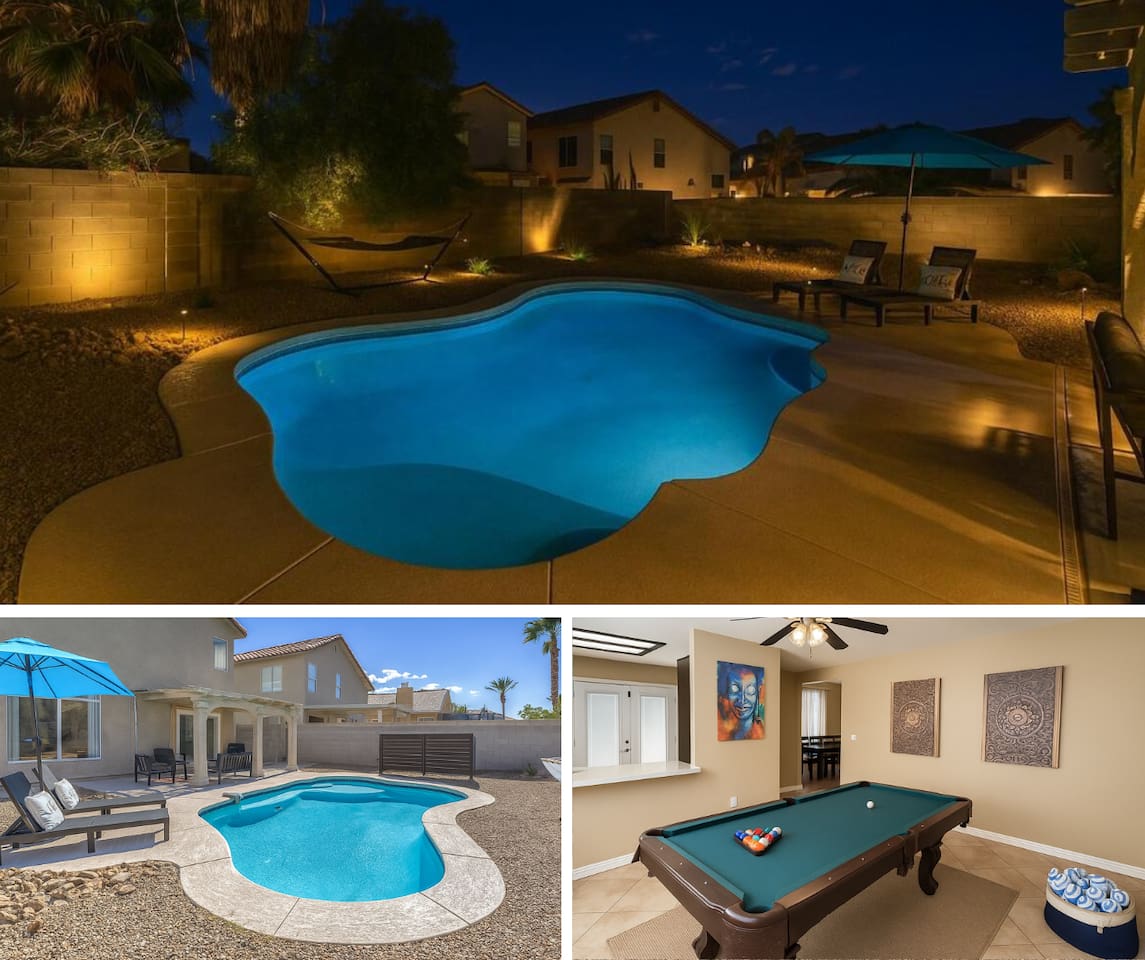 3BR Modern Pool Oasis Near DT Vegas, Pool Table