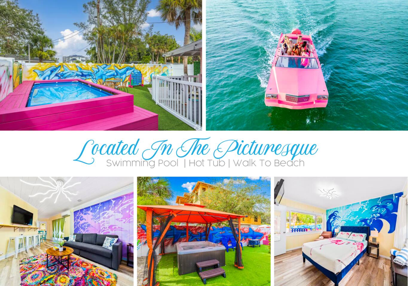 Modern & Bright Escape: Mins Beach, Pool, Hot Tub!