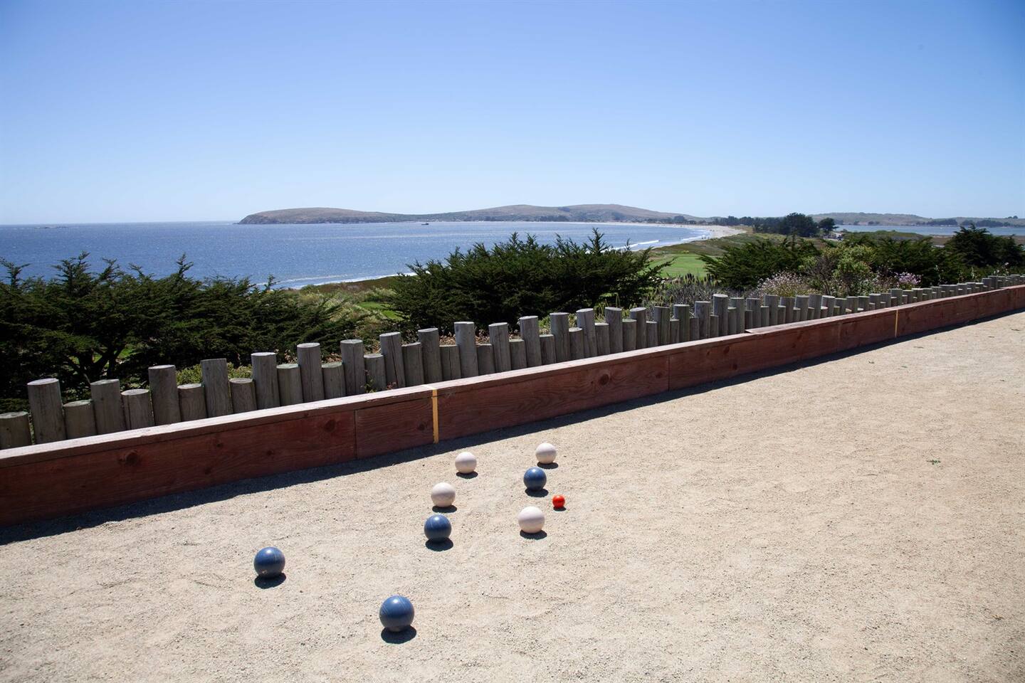 Bodega Harbour bocce courts with an ocean view are available to vacation rental guests! Just bring your own bocce balls (BYOBB)!