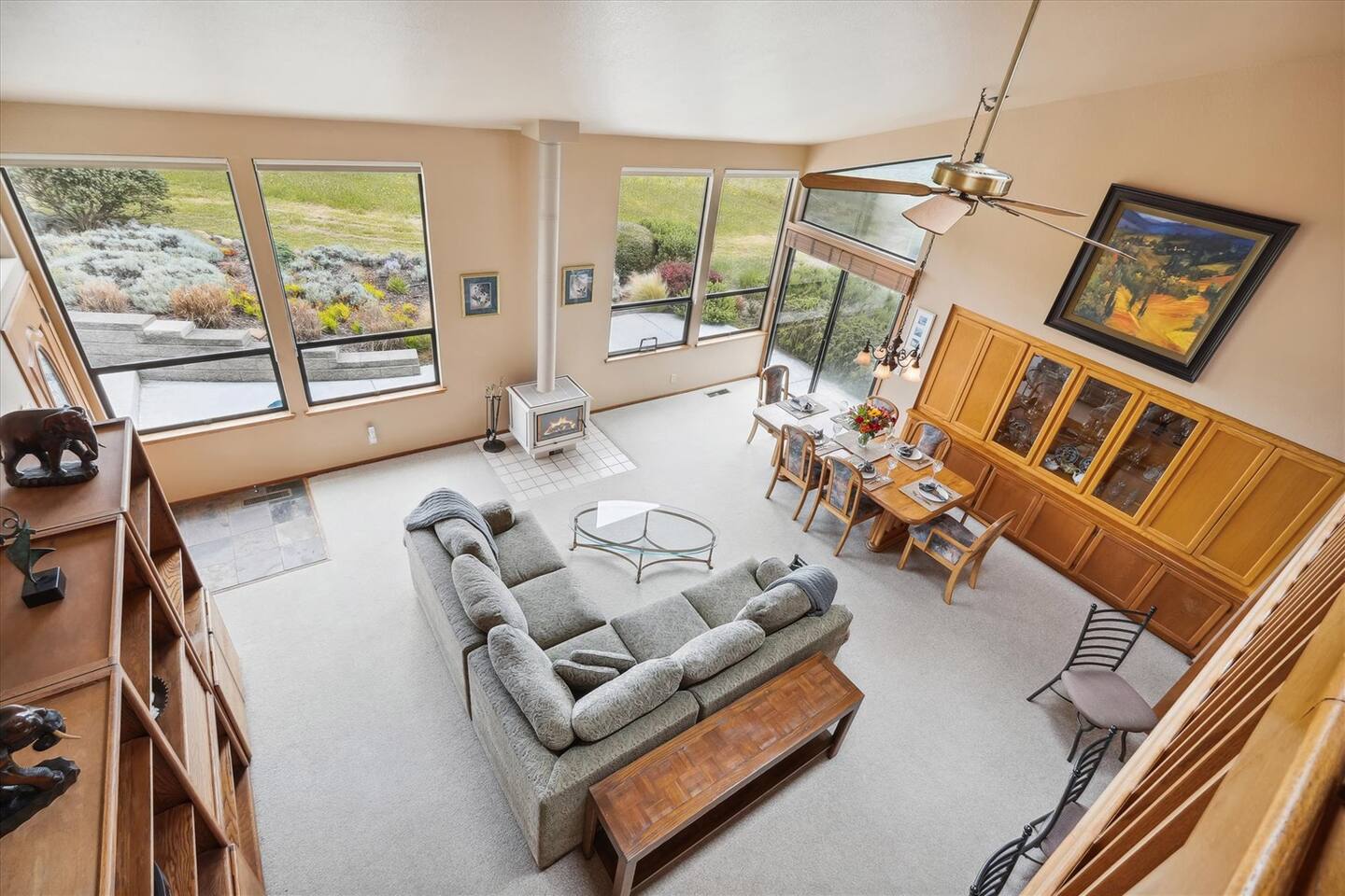 From the loft you can enjoy the open living space and fabulous golf course view.