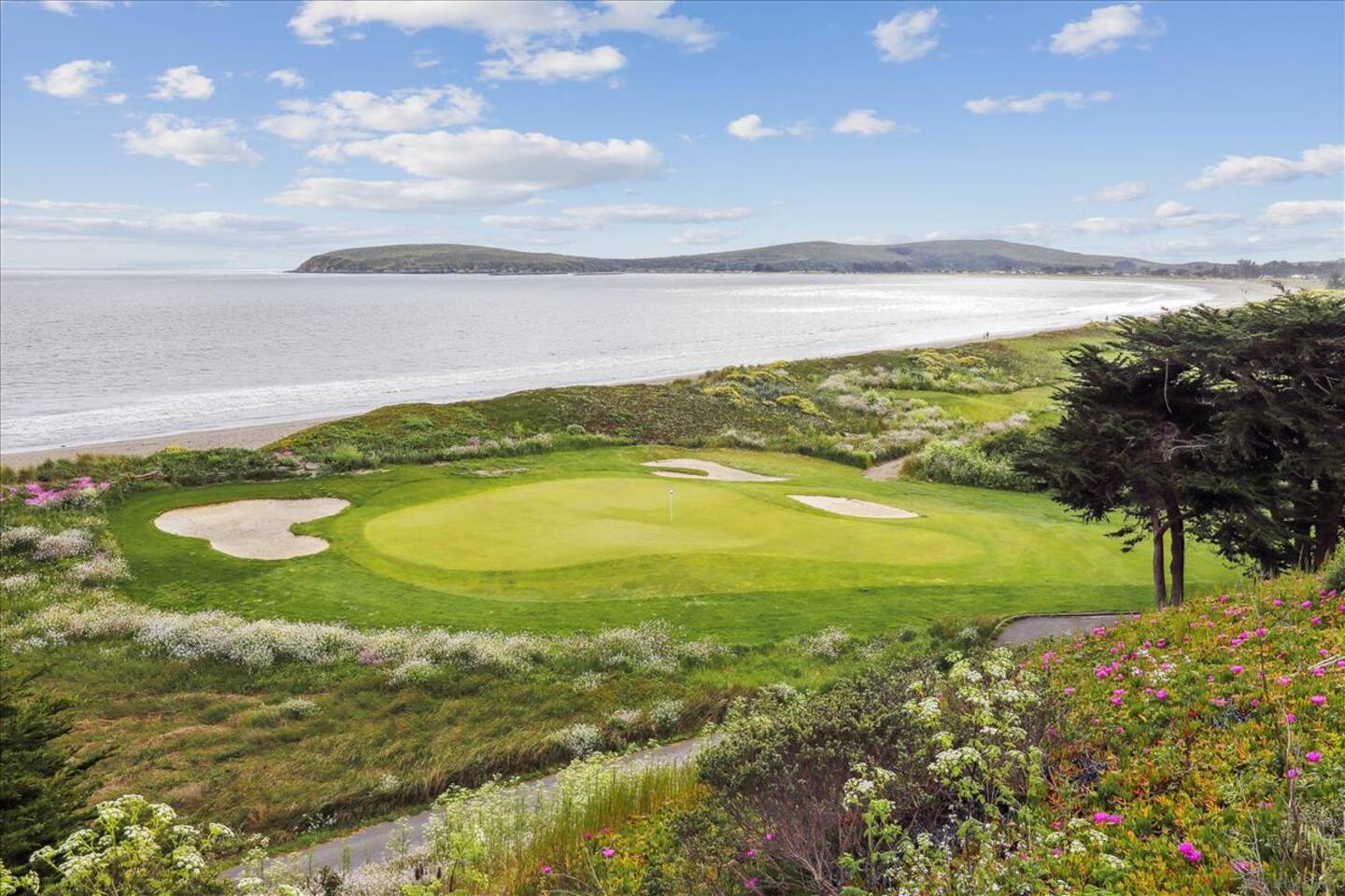 The 18th hole of Links at Bodega Harbour golf course, just a hole-in-one away!