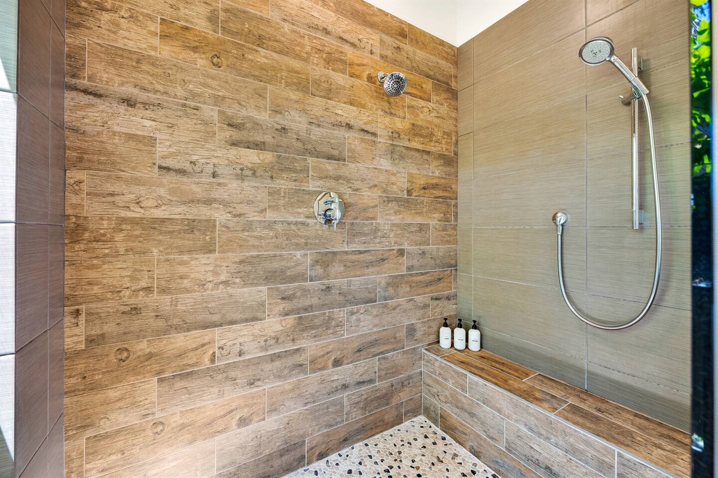Spa-like walk-in shower in the primary bathroom.