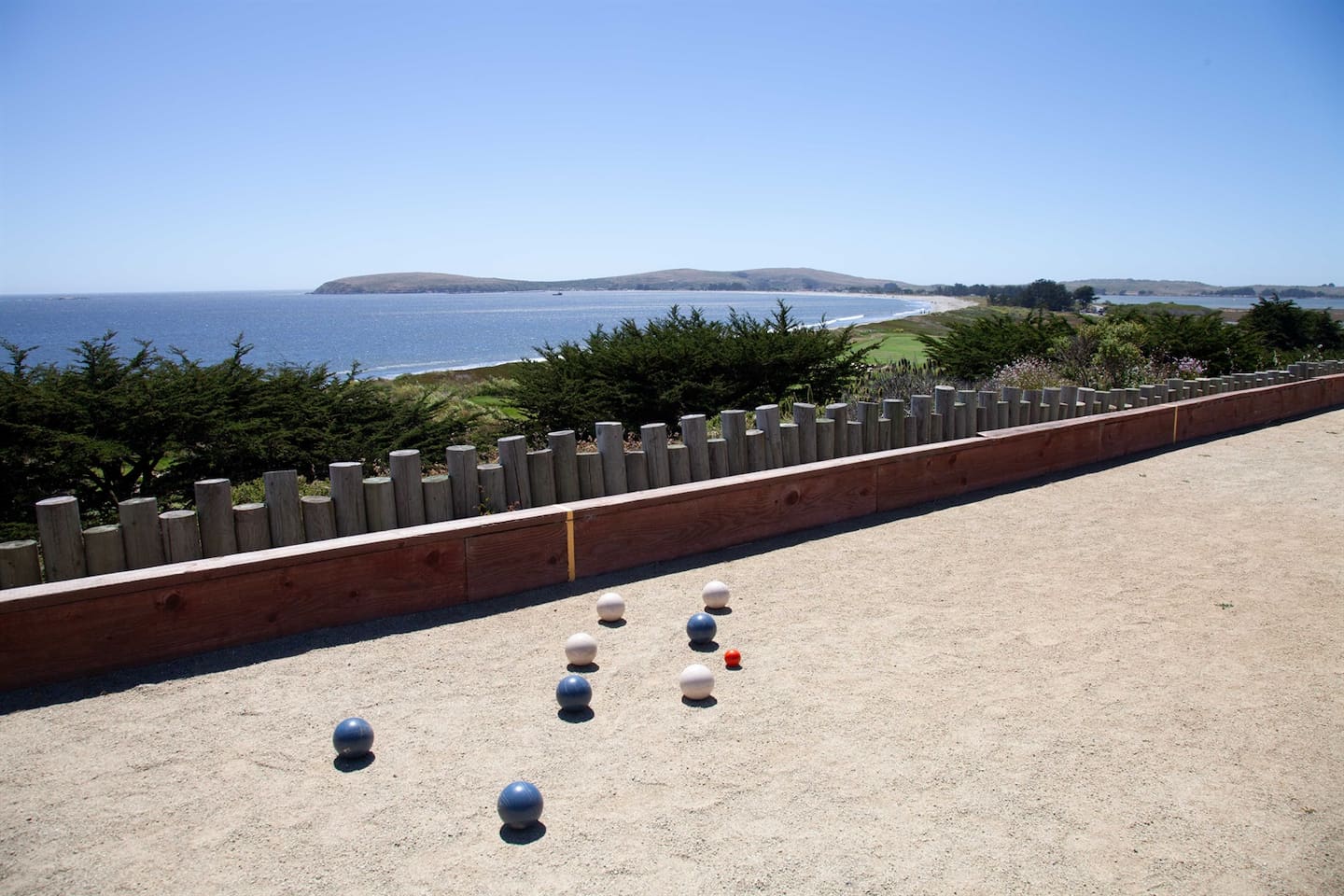 Bodega Harbour bocce courts with an ocean view are available to vacation rental guests! Just bring your own bocce balls (BYOBB)!