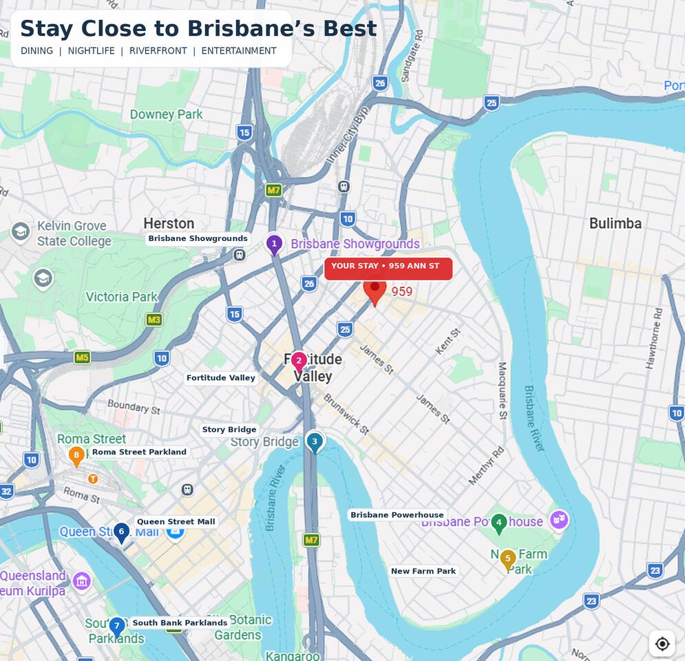 Location Highlights: Explore Brisbane’s vibrant life steps from your stylish getaway!