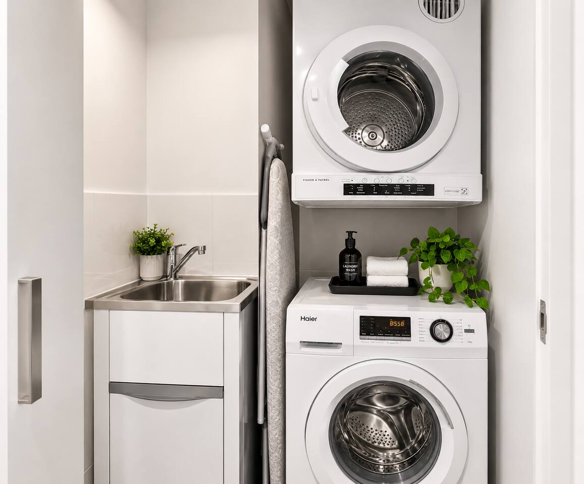 Laundry Room: Enjoy modern appliances for a refreshing laundry experience!