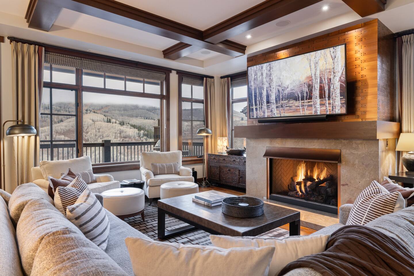 Flagstaff Lodge living room with fireplace