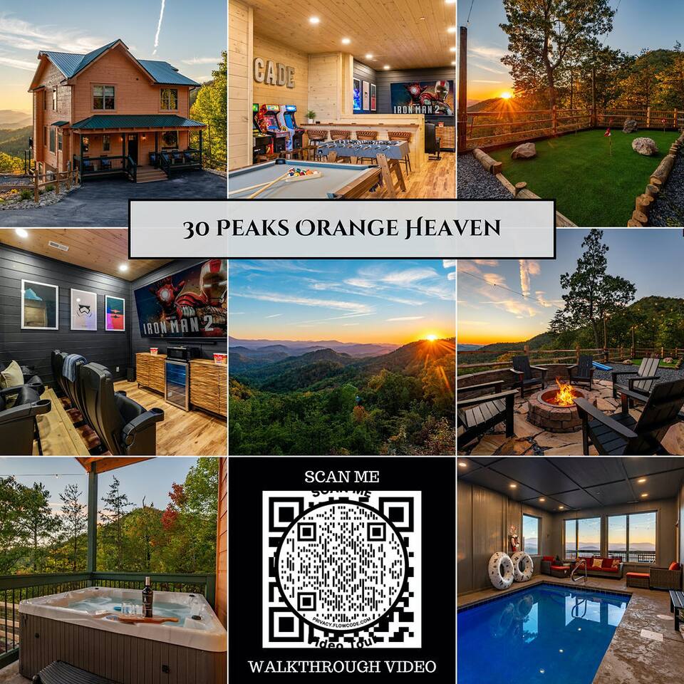 Secluded New Cabin Views Pool Hot Tub 5King Bed