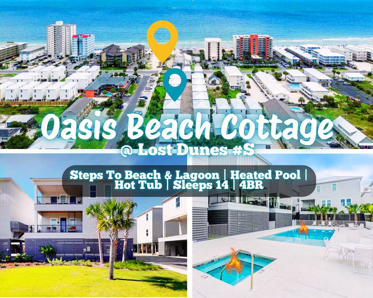 "Oasis Beach Cottage @ Lost Dunes #S | 100 Steps To Beach, Heated Pool, Hot Tub, 4BR, Sleeps 14