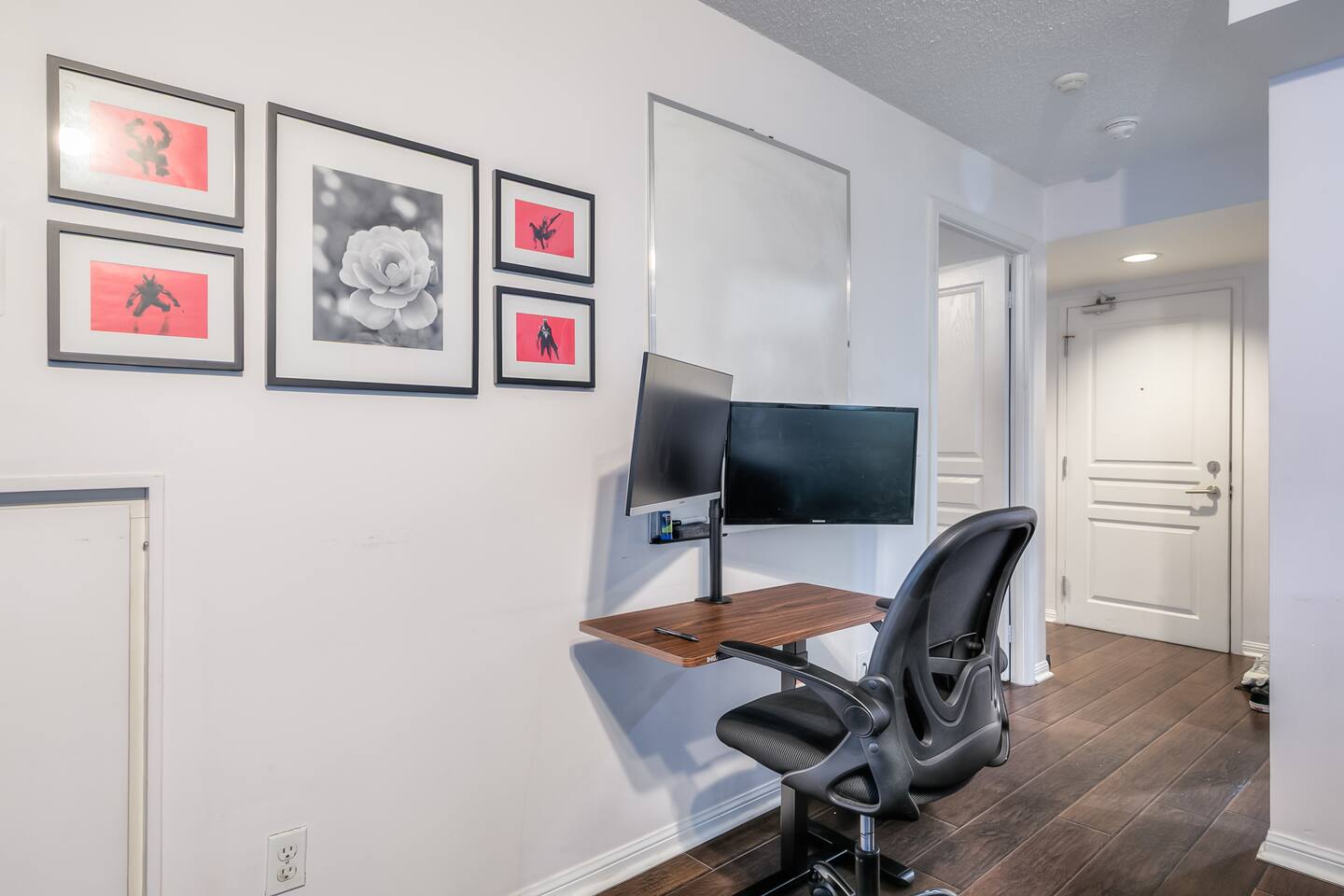 Dedicated desk and chair setup for remote work